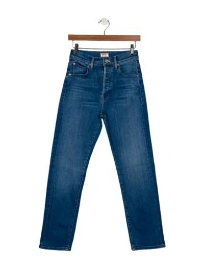 Pre-owned Mother Mid-rise Straight Leg Jeans In Blue