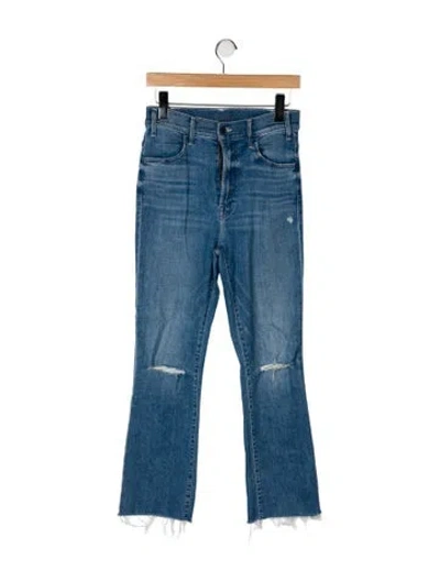 Pre-owned Mother Mid-rise Straight Leg Jeans In Blue