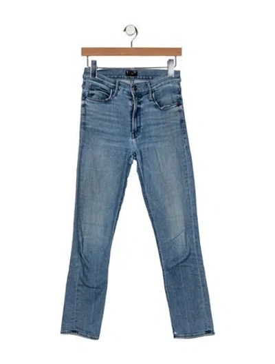 Pre-owned Mother Mid-rise Straight Leg Jeans In Blue
