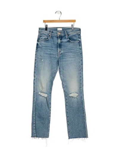 Pre-owned Mother Mid-rise Straight Leg Jeans In Blue