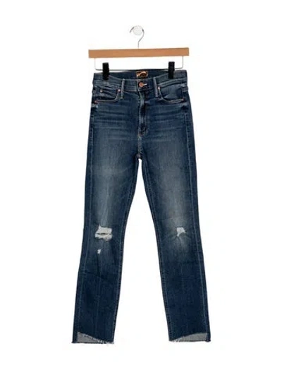 Pre-owned Mother Mid-rise Straight Leg Jeans In Blue