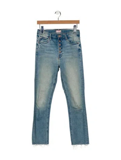 Pre-owned Mother Mid-rise Straight Leg Jeans In Blue