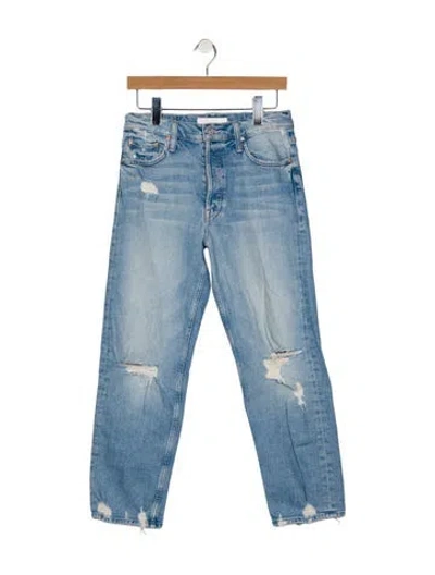 Pre-owned Mother Mid-rise Straight Leg Jeans In Blue