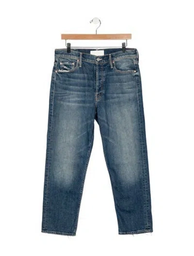 Pre-owned Mother Mid-rise Straight Leg Jeans In Blue