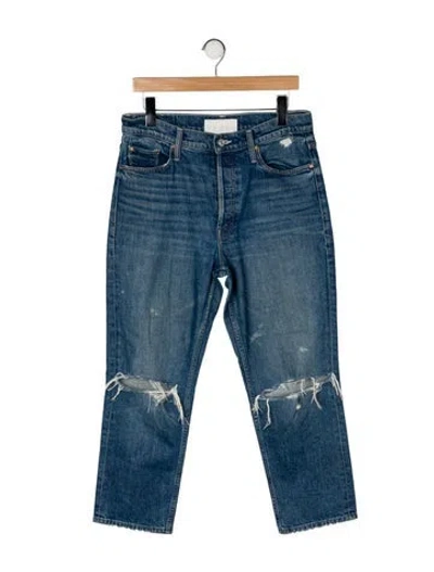 Pre-owned Mother Mid-rise Straight Leg Jeans In Blue