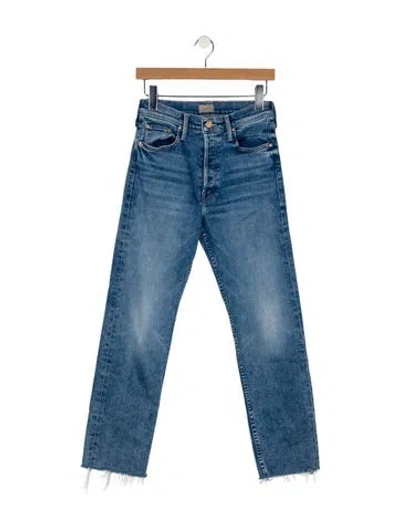 Pre-owned Mother Mid-rise Straight Leg Jeans In Blue