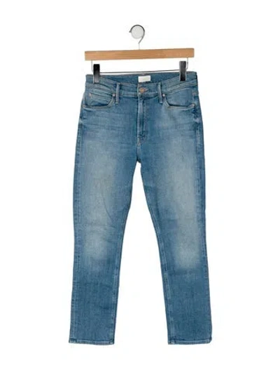 Pre-owned Mother Mid-rise Straight Leg Jeans In Blue