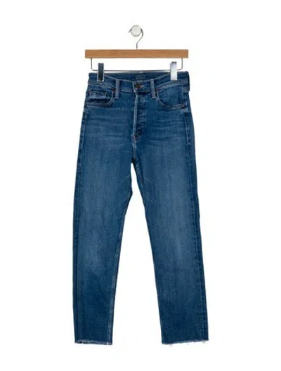 Pre-owned Mother Mid-rise Straight Leg Jeans In Blue