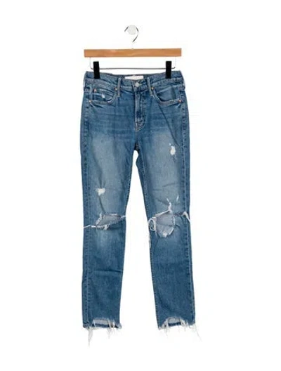 Pre-owned Mother Mid-rise Straight Leg Jeans In Blue