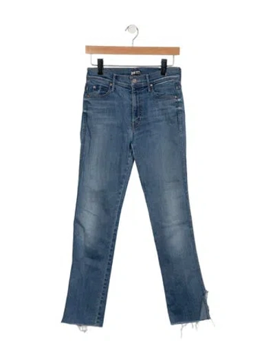 Pre-owned Mother Mid-rise Straight Leg Jeans In Blue