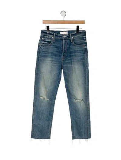 Pre-owned Mother Mid-rise Straight Leg Jeans In Blue