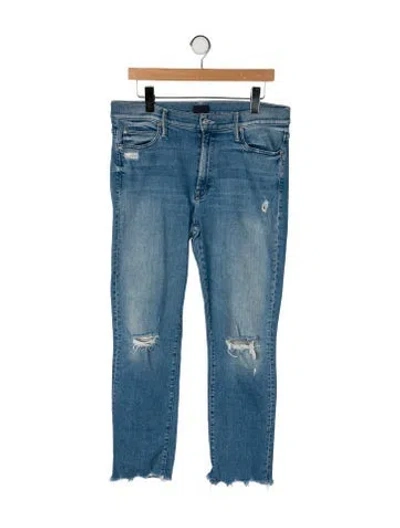 Pre-owned Mother Mid-rise Straight Leg Jeans In Blue