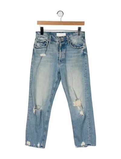 Pre-owned Mother Mid-rise Straight Leg Jeans In Blue
