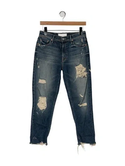 Pre-owned Mother Mid-rise Straight Leg Jeans In Blue