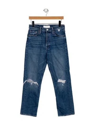 Pre-owned Mother Mid-rise Straight Leg Jeans In Blue