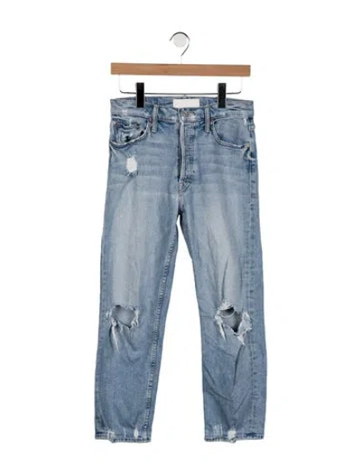Pre-owned Mother Mid-rise Straight Leg Jeans In Blue