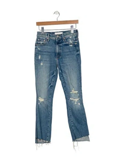 Pre-owned Mother Mid-rise Straight Leg Jeans In Blue