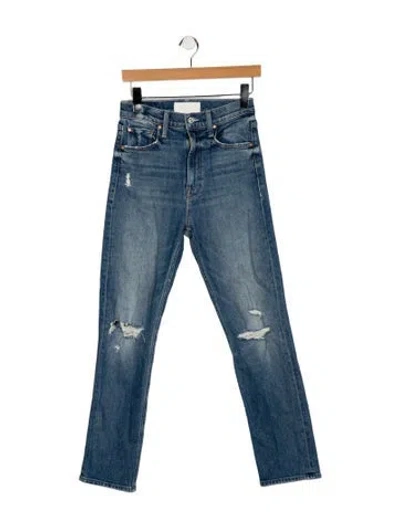 Pre-owned Mother Mid-rise Straight Leg Jeans In Blue