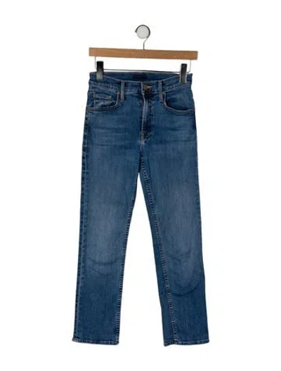 Pre-owned Mother Mid-rise Straight Leg Jeans In Blue