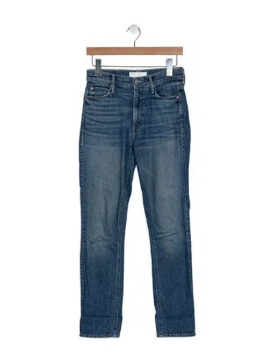 Pre-owned Mother Mid-rise Straight Leg Jeans In Blue