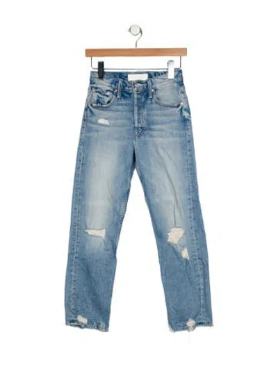 Pre-owned Mother Mid-rise Straight Leg Jeans In Blue