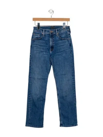 Pre-owned Mother Mid-rise Straight Leg Jeans In Blue