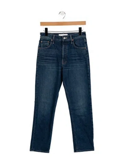Pre-owned Mother Mid-rise Straight Leg Jeans In Blue