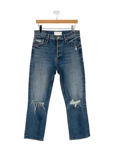 Pre-owned Mother Mid-rise Straight Leg Jeans In Blue