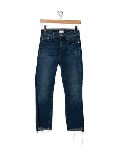 Pre-owned Mother Mid-rise Straight Leg Jeans In Blue