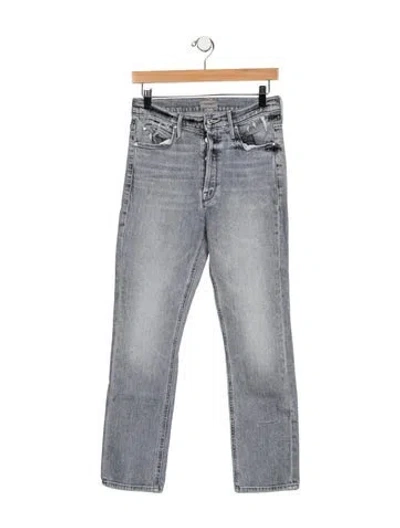 Pre-owned Mother Mid-rise Straight Leg Jeans In Blue