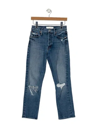 Pre-owned Mother Mid-rise Straight Leg Jeans In Blue
