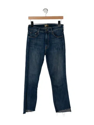 Pre-owned Mother Mid-rise Straight Leg Jeans In Blue