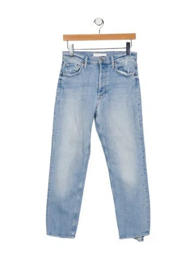 Pre-owned Mother Mid-rise Straight Leg Jeans In Blue