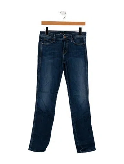 Pre-owned Mother Mid-rise Straight Leg Jeans In Blue
