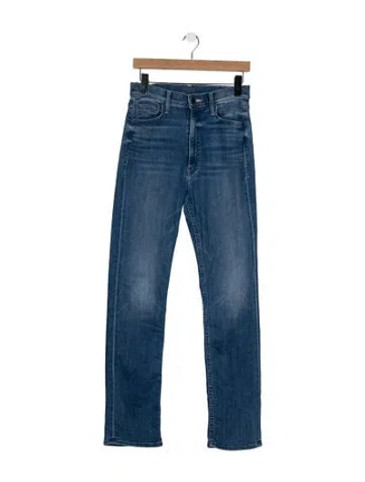 Pre-owned Mother Mid-rise Straight Leg Jeans In Blue
