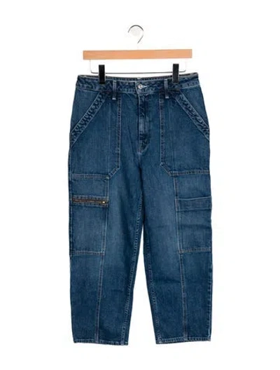 Pre-owned Mother Mid-rise Straight Leg Jeans In Blue