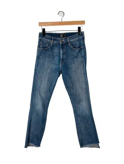Pre-owned Mother Mid-rise Straight Leg Jeans In Blue