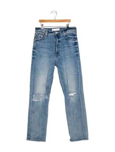 Pre-owned Mother Mid-rise Straight Leg Jeans In Blue