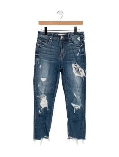 Pre-owned Mother Mid-rise Straight Leg Jeans In Blue