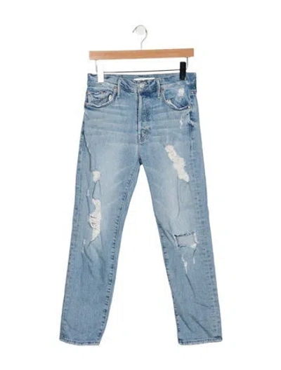 Pre-owned Mother Mid-rise Straight Leg Jeans In Blue