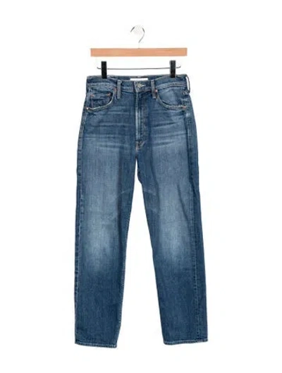 Pre-owned Mother Mid-rise Straight Leg Jeans In Blue