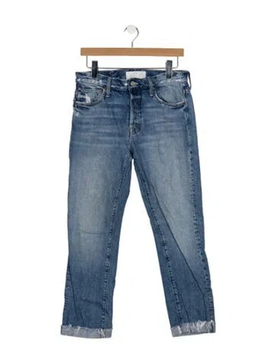 Pre-owned Mother Mid-rise Straight Leg Jeans In Blue