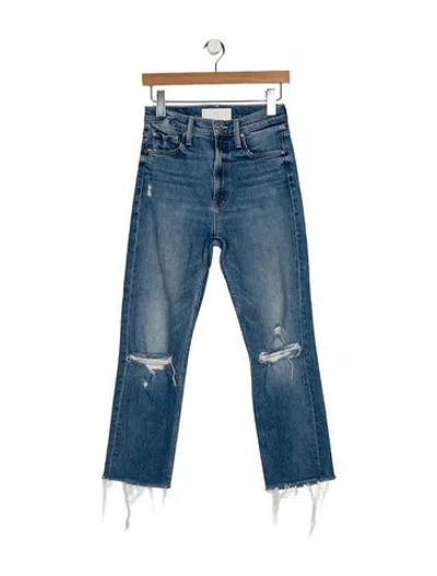 Pre-owned Mother Mid-rise Straight Leg Jeans In Blue