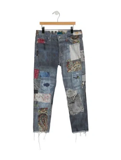 Pre-owned Mother Mid-rise Straight Leg Jeans In Blue
