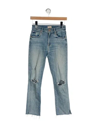 Pre-owned Mother Mid-rise Straight Leg Jeans In Blue
