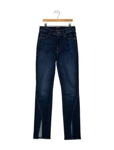 Pre-owned Mother Mid-rise Straight Leg Jeans In Blue