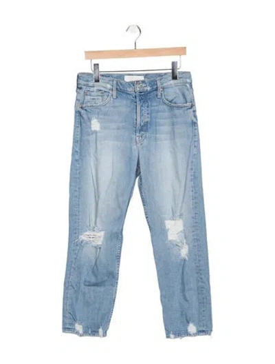 Pre-owned Mother Mid-rise Straight Leg Jeans In Blue