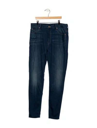 Pre-owned Mother Mid-rise Straight Leg Jeans In Blue