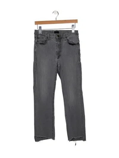 Pre-owned Mother Mid-rise Straight Leg Jeans In Gray