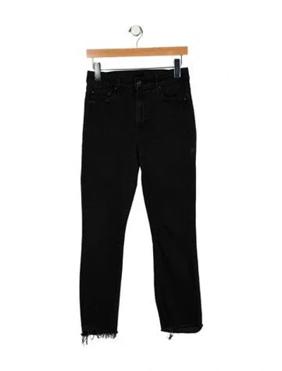 Pre-owned Mother Mid-rise Straight Leg Jeans In Gray